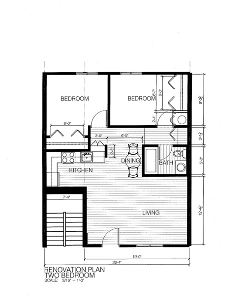 Glenbrook Centre. Apartments and Retail Rental Property. Cedar Rapids, Iowa. Floor plan for two bedroom.